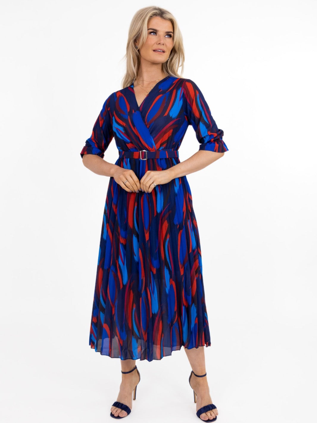 Kate & Pippa Positano Midi Dress In Navy/ Blue / Red-Nicola Ross