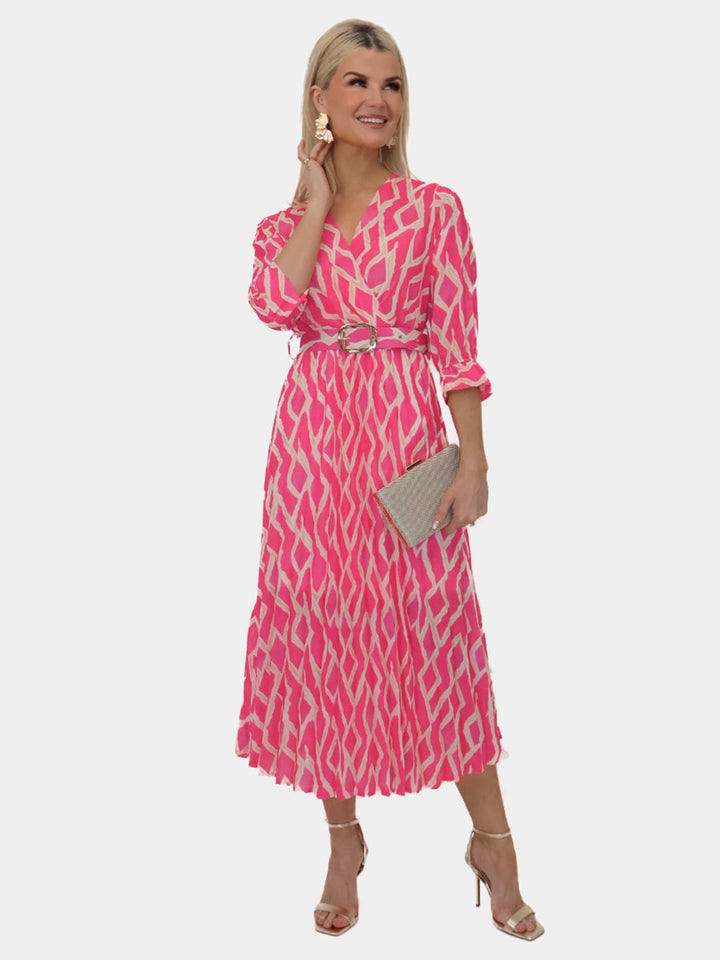 Kate & Pippa Positano Midi Dress In Pink Print-Nicola Ross