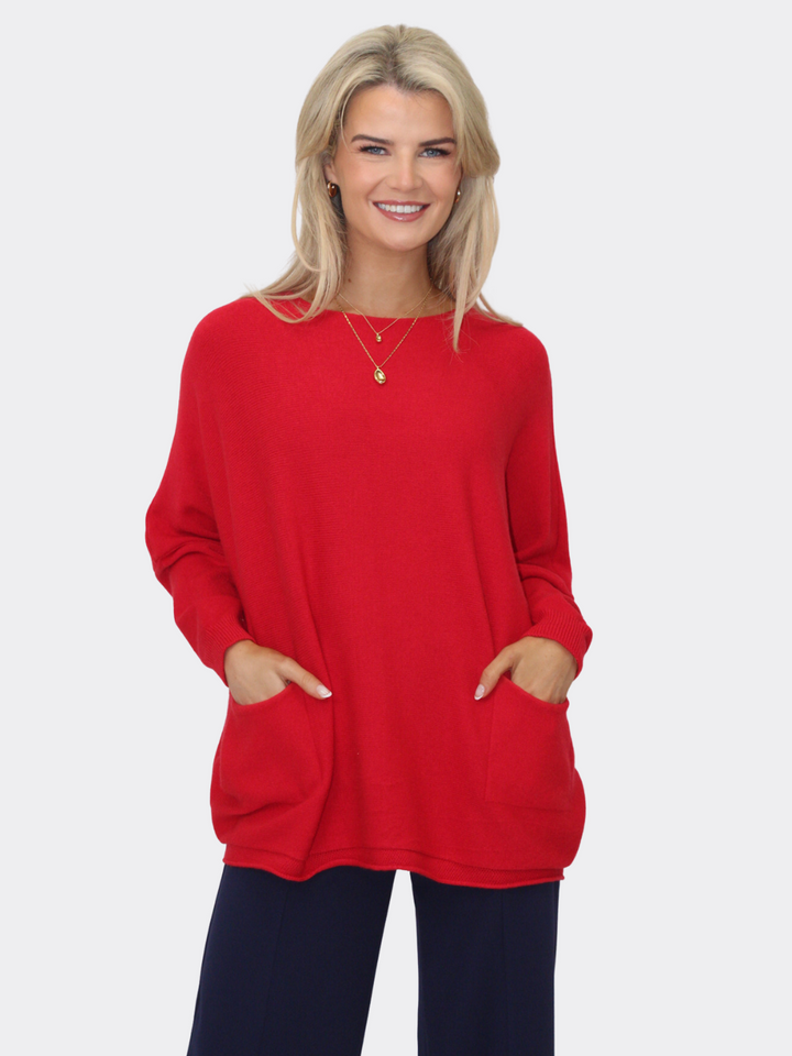 Kate & Pippa Roma Knit Jumper In Red-Nicola Ross