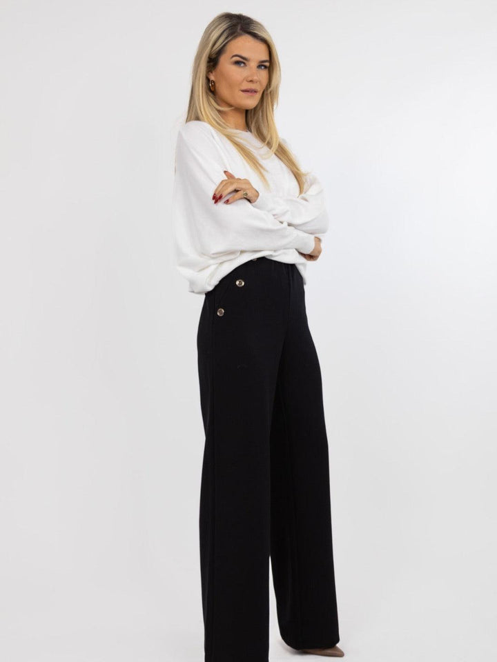 Kate & Pippa Sardinia Button Trousers In Black-Nicola Ross