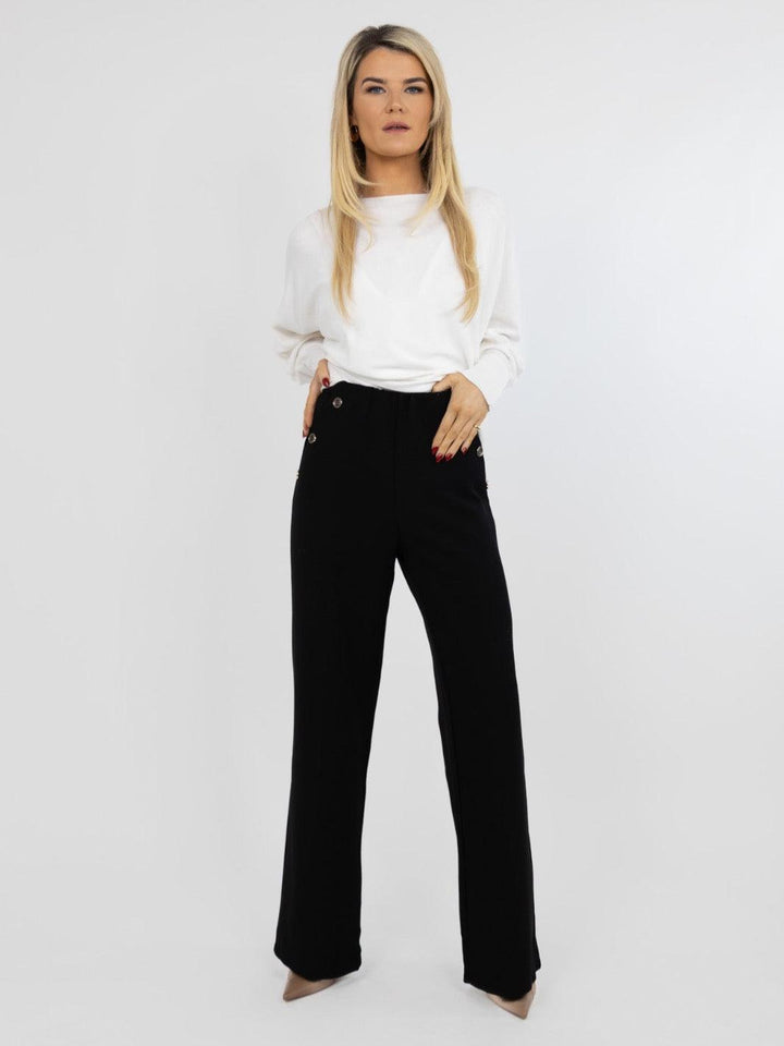 Kate & Pippa Sardinia Button Trousers In Black-Nicola Ross