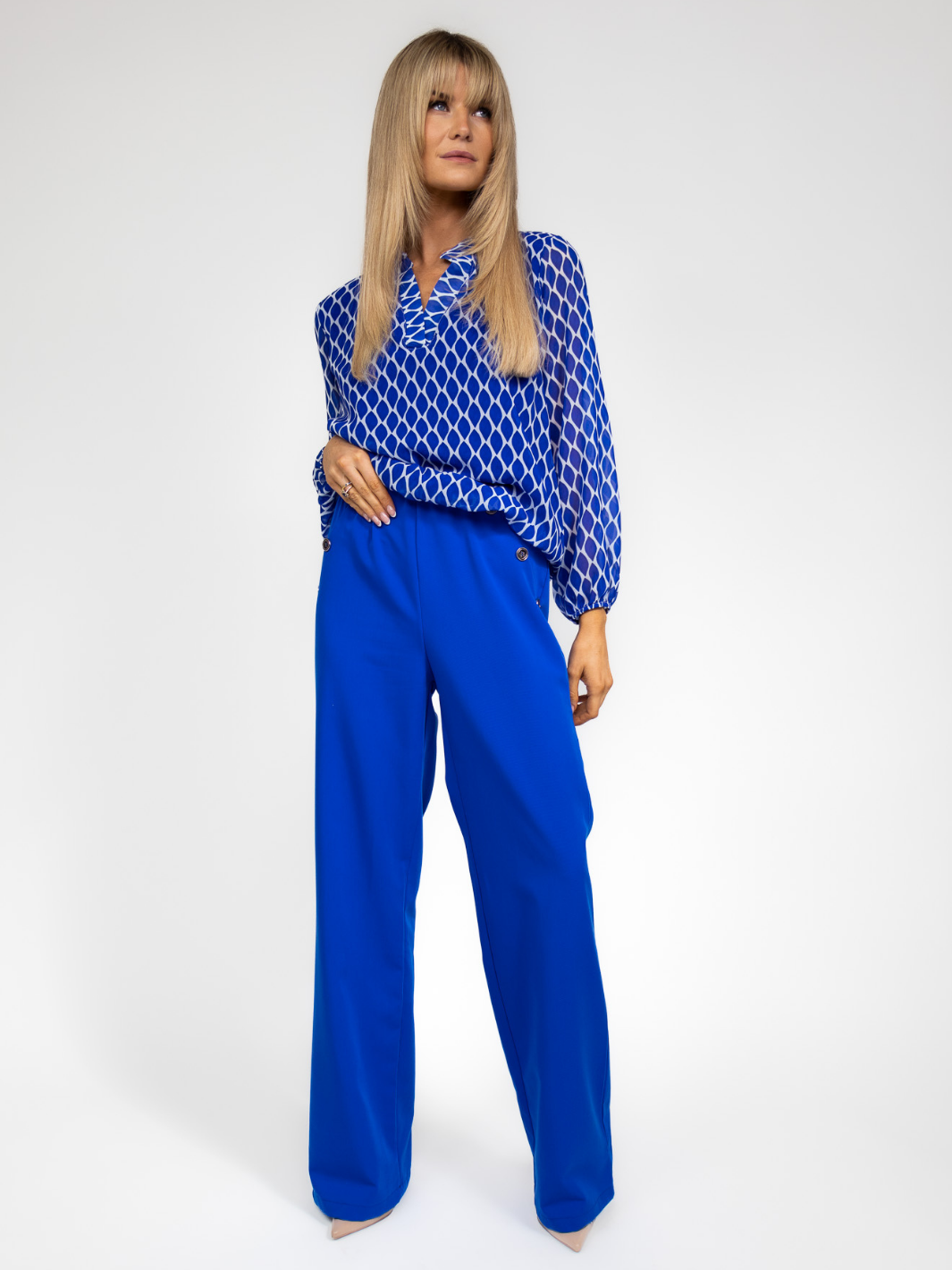 Kate & Pippa Sardinia Button Trousers In Blue-Nicola Ross