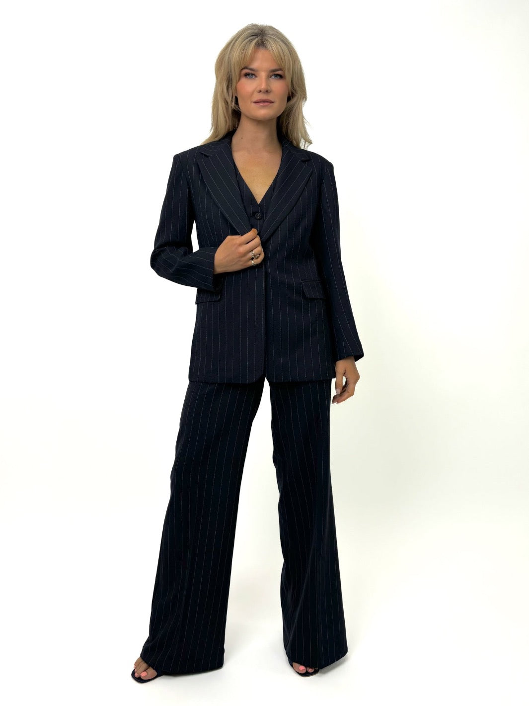 Kate & Pippa Sassari Blazer In Navy Pinstripe-Nicola Ross