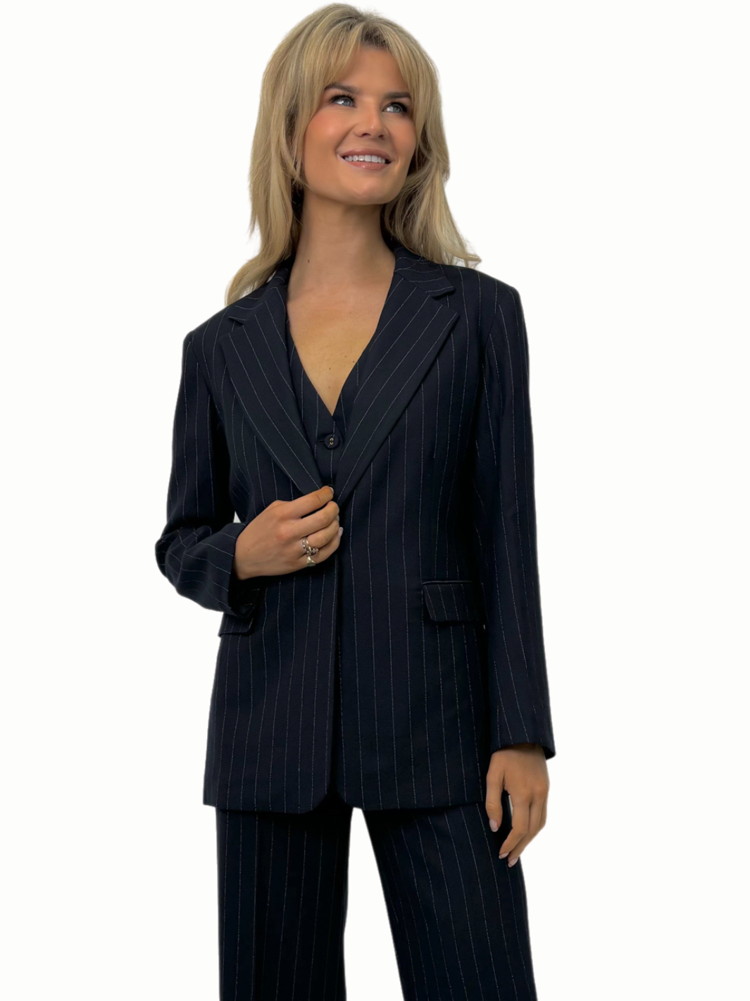 Kate & Pippa Sassari Blazer In Navy Pinstripe-Nicola Ross