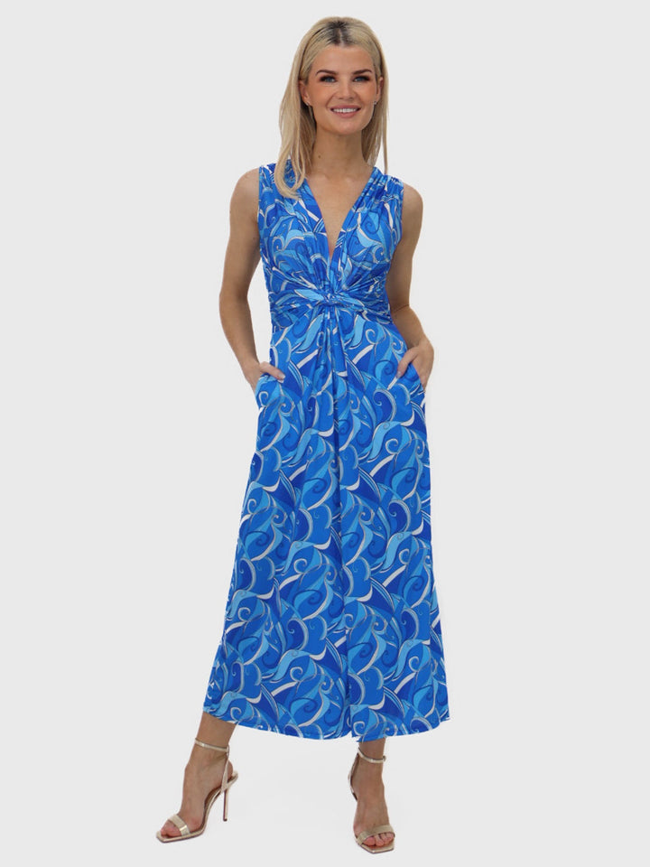 Kate & Pippa Servino Culotte Jumpsuit In Blue Print-Nicola Ross