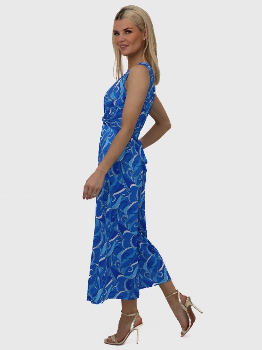 Kate & Pippa Servino Culotte Jumpsuit In Blue Print-Nicola Ross