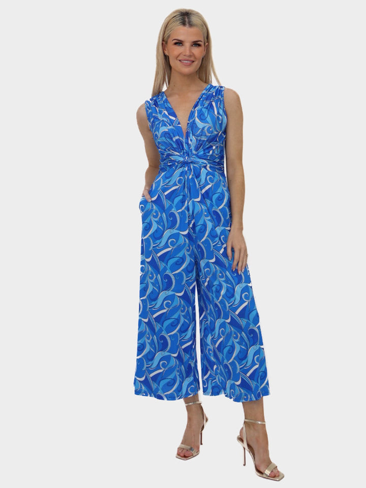 Kate & Pippa Servino Culotte Jumpsuit In Blue Print-Nicola Ross