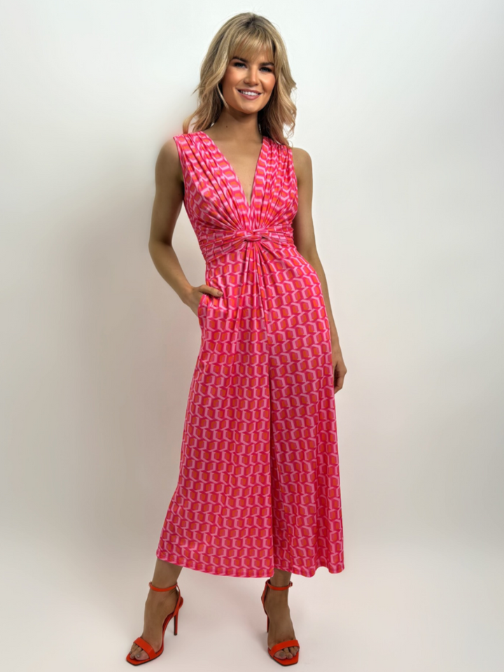 Kate & Pippa Servino Culotte Jumpsuit In Pink Print