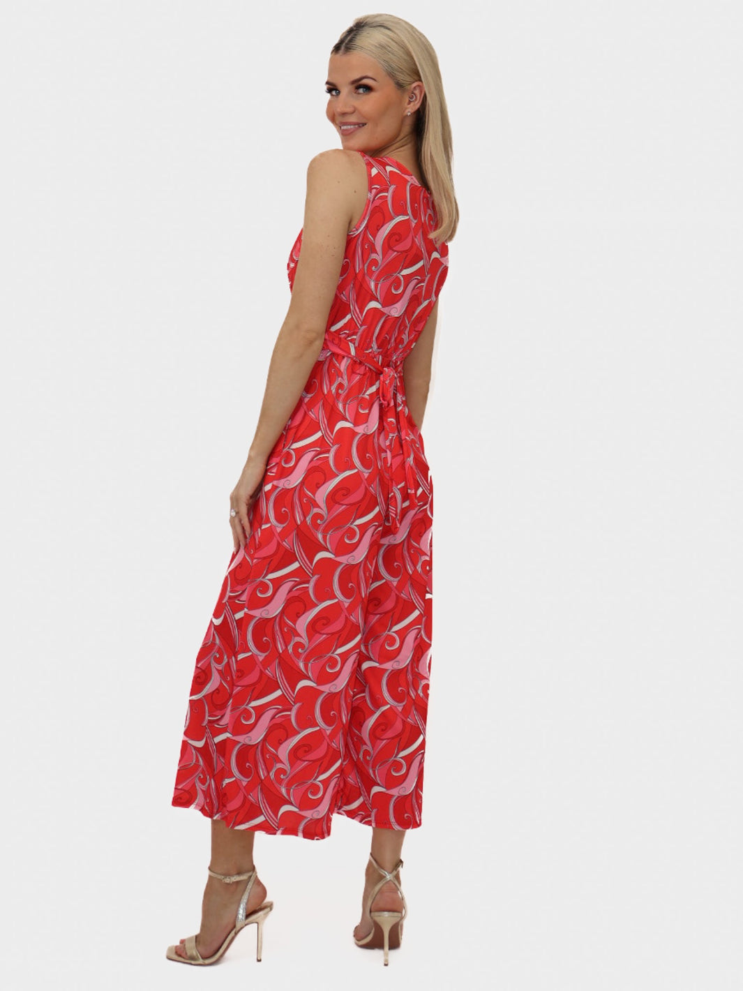 Kate & Pippa Servino Culotte Jumpsuit In Red Print-Nicola Ross