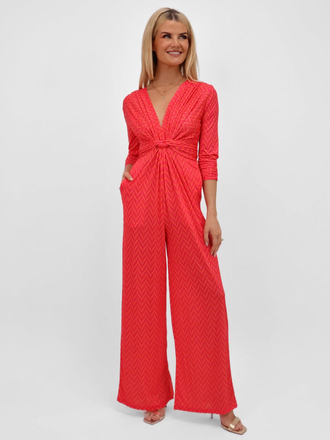 Kate & Pippa Sophia Jumpsuit In Coral Print-Nicola Ross