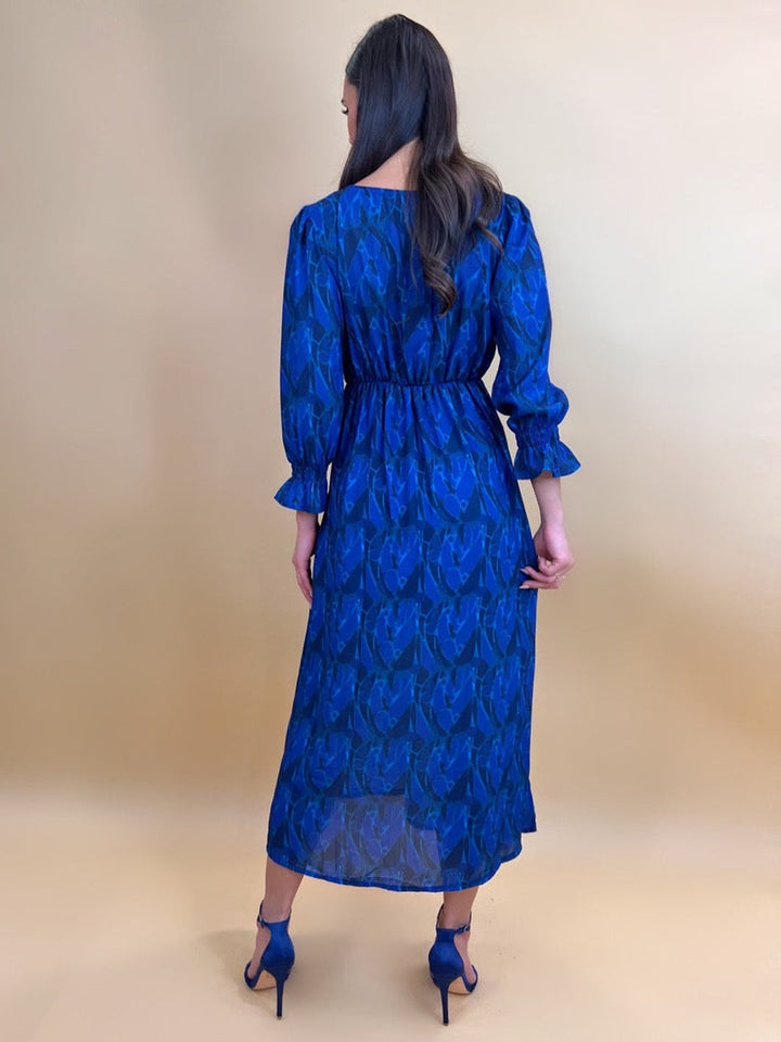 Kate & Pippa Streasa Dress- Dark Royal Print-Nicola Ross