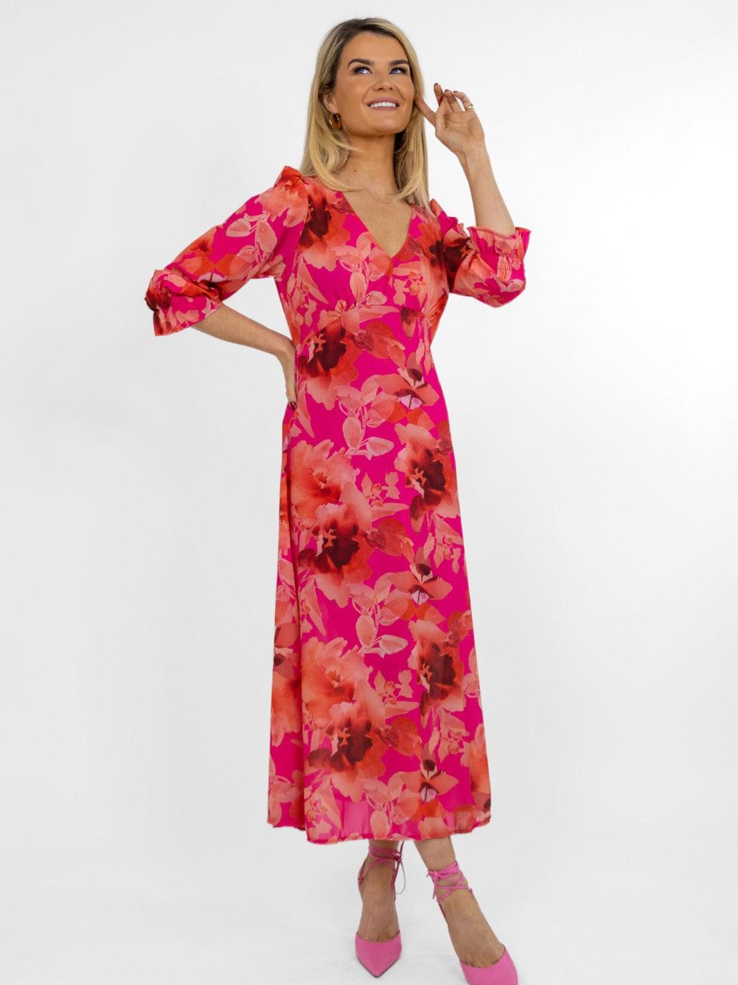 Kate & Pippa Streasa Dress In Pink Floral Print – Nicola Ross