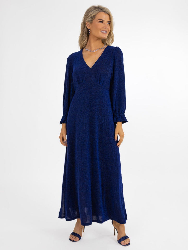 Kate & Pippa Streasa Lurex Dress In Royal Blue Sparkle-Nicola Ross