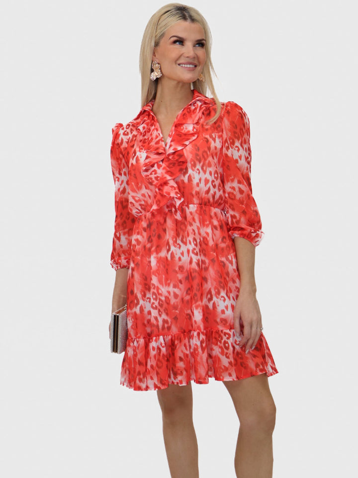 Kate & Pippa Vicky Mini Dress In Orange Print-Nicola Ross