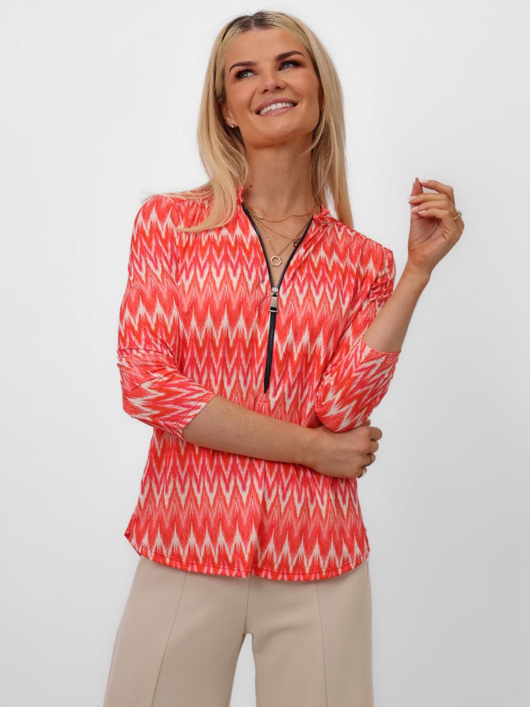 Kate & Pippa Zip Top In Orange-Nicola Ross