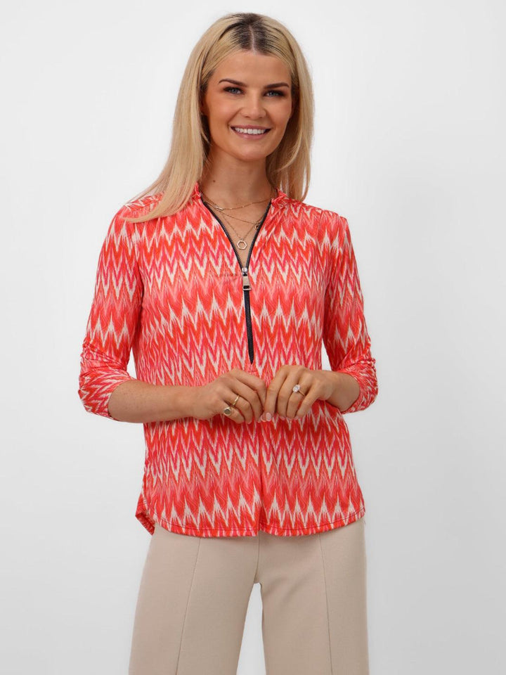 Kate & Pippa Zip Top In Orange-Nicola Ross