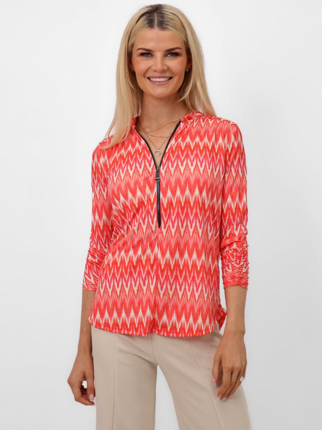 Kate & Pippa Zip Top In Orange-Nicola Ross