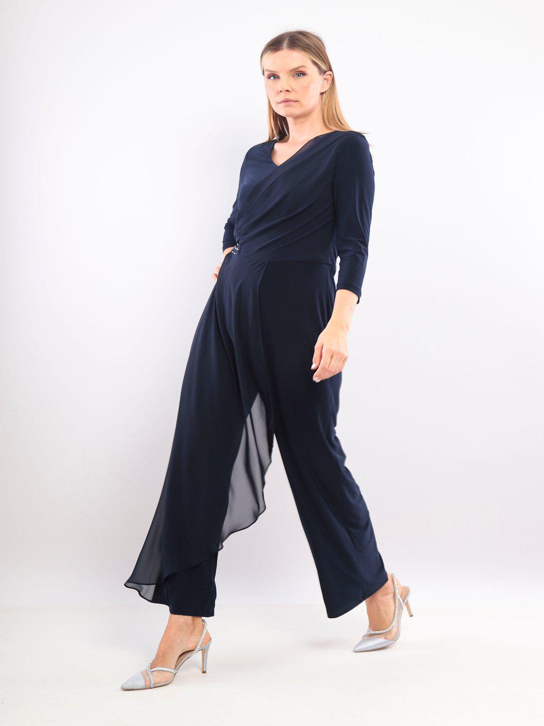 Lizabella Jumpsuit In Navy 5072-12-Mother of the bride- mother of the groom -Nicola Ross