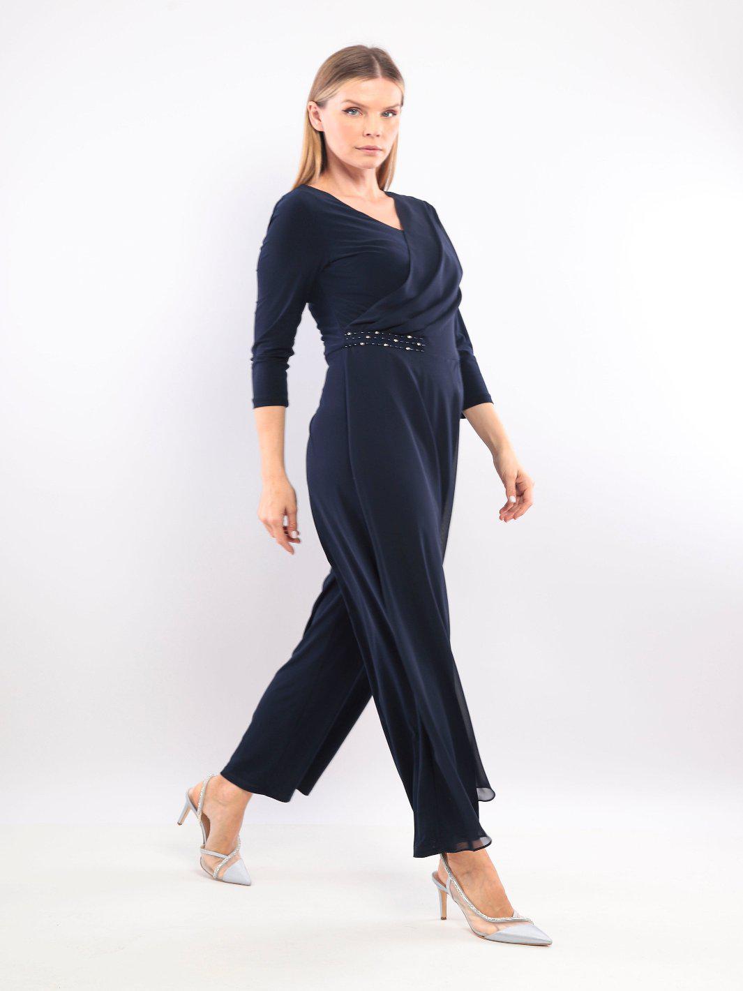 Lizabella Jumpsuit In Navy 5072-12-Mother of the bride- mother of the groom -Nicola Ross